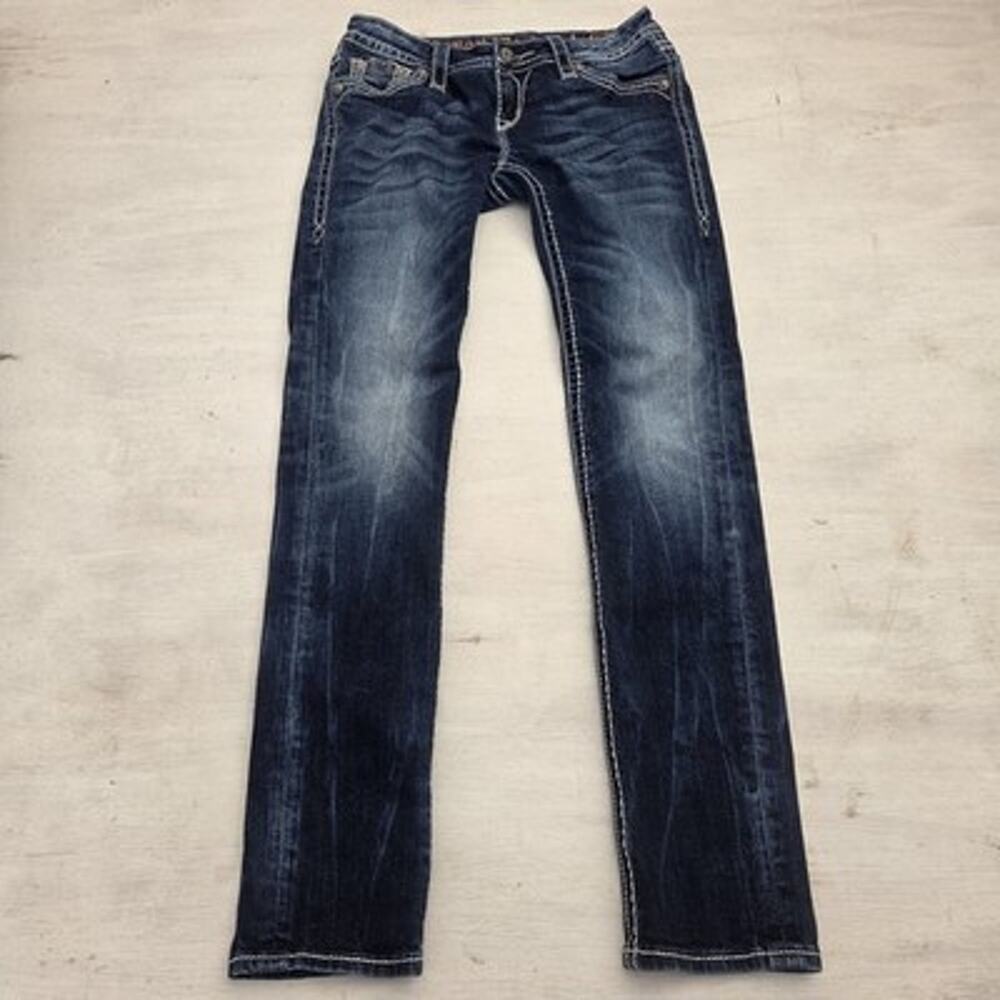 Rock Revival Flo Skinny Jeans Womens 26 Stretch Low Rise Whiskers Flap Pockets